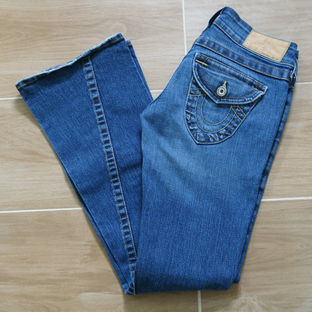 True Religion Twist Seam Jeans size 27 Low waist Bootcut